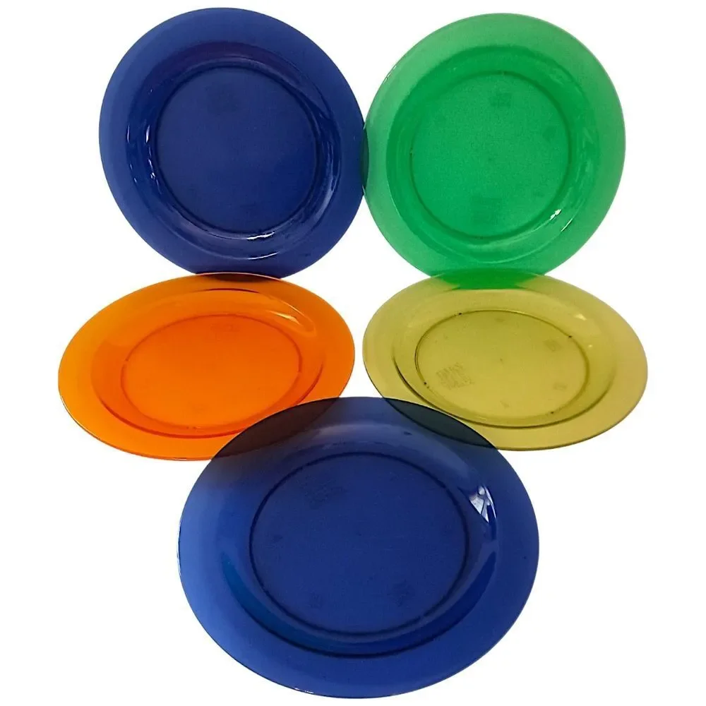 5 Ikea Hagberg & Hagberg Dinner Plates Sola Translucent Plastic Vintage Colorful